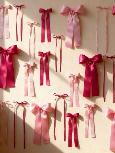 14/26/50 chiếc nơ hồng trang trí tường, vòng hoa nơ tự làm cho phông nền chụp ảnh, trang trí phòng ngủ sinh nhật, trang trí tiệc cưới, tiệc mừng em bé, tiệc độc thân.