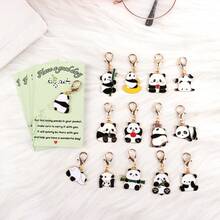 10/14pcs Gift Set, Cute Panda Hug Card Keychain, Inspirational Greeting Cards, Phone Charm Keyring Accessories (Random Assorted Styles), Ideal Gift For Holidays, Parties, Birthdays, Weddings, Graduations, Mother's Day, Father's Day - Multicolor - View 7