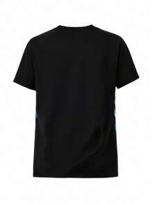 女士夏季健身运动短袖T恤，透气宽松设计，专为跑步和高强度训练而设计 - 紫色 - 查看 3