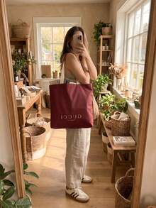 Gucci 1pc Double-Sided Pink & White Large Capacity Women's Portable Cosmetic Bag, Fashion Daily Travel Makeup Pouch - Hot Pink - View 8