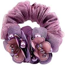 1pc Elegant Pearl Double Flower Hair Scrunchie For Women, High Stretch Oversized Floral Hair Tie Ponytail Holder, Chic Bun Maker Hair Accessories For Daily Hair Styling Travel Gatherings Leisure Commuting Photography, Spring Summer Clothing Matching Scrunchy,Holiday Hair Elastics Hair Rubber Bands Hair Rope Elastic Hair Tie - Multicolor - View 7
