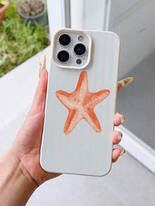 1个乳白色皮革纹理防震TPU手机保护壳，时尚条纹和海星图案UV印刷，适用于 7/8/7 Plus/8 Plus/X/XS/XR/XS Max/11/11 Pro/11 Pro Max/12/12 Pro/12 Pro Max/12 Mini/13/13 Pro/13 Pro Max/13 Mini/14/14 Pro/14 Pro Max/14 Plus/15/15 Pro/15 Pro Max/15 Plus/16/16 Pro/16 Pro Max/16 Plus/17/17 Pro/17 Pro Max/Air - 彩色 - 查看 2