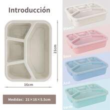 1pcs Lonchera reutilizable con tapa: Recipiente de plástico de alta calidad, ideal para guardar comida en la escuela, la oficina, camping y picnics. Lavar solo a mano. Ideal para la escuela, el trabajo y viajes. Forma rectangular. - Multicolor - Ver 9