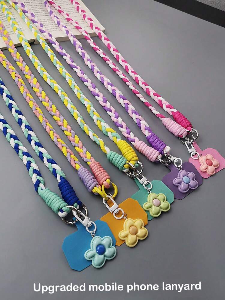 2026 New Year Phone Lanyard, Mother's Day Internet Celebrity Candy Five-Petal Flower Phone Hanging Rope, Dopamine, Diagonal Cross-Body Long Style, Ins Contrast Color Handmade Woven, For Outdoor Travel, Hiking, Unisex, Short Lanyard Phone Holder, Smartphone Wristband, Smartphone Protective Case Lanyard, Keychain, Smartphone Charm, Smartphone Crossbody Bag, Phone Accessories, Mobile Pendant, Easter - Multicolor - View 11