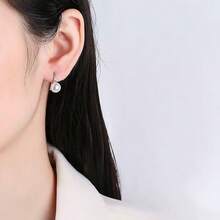 1对/别致精致的仿珍珠耳坠 - 提升您的婚礼和庆典造型 - 銀色 - 查看 2