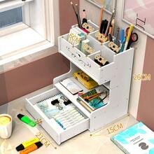 1 pieza Organizador de escritorio DIY para portalápices y almacenamiento, organizador de papelería de oficina multifuncional, taza de madera y plástico de gran capacidad - Multicolor - Ver 13