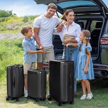 Carry-On Suitcase, Trolley Suitcase With Adjustable Telescopic Handle, ABS Hard Shell Suitcase With TSA Lock And Smooth Wheels, Luggage, Rolling Suitcase For Women & Men, 55*39*20cm - 黑色三件套 - 查看 2