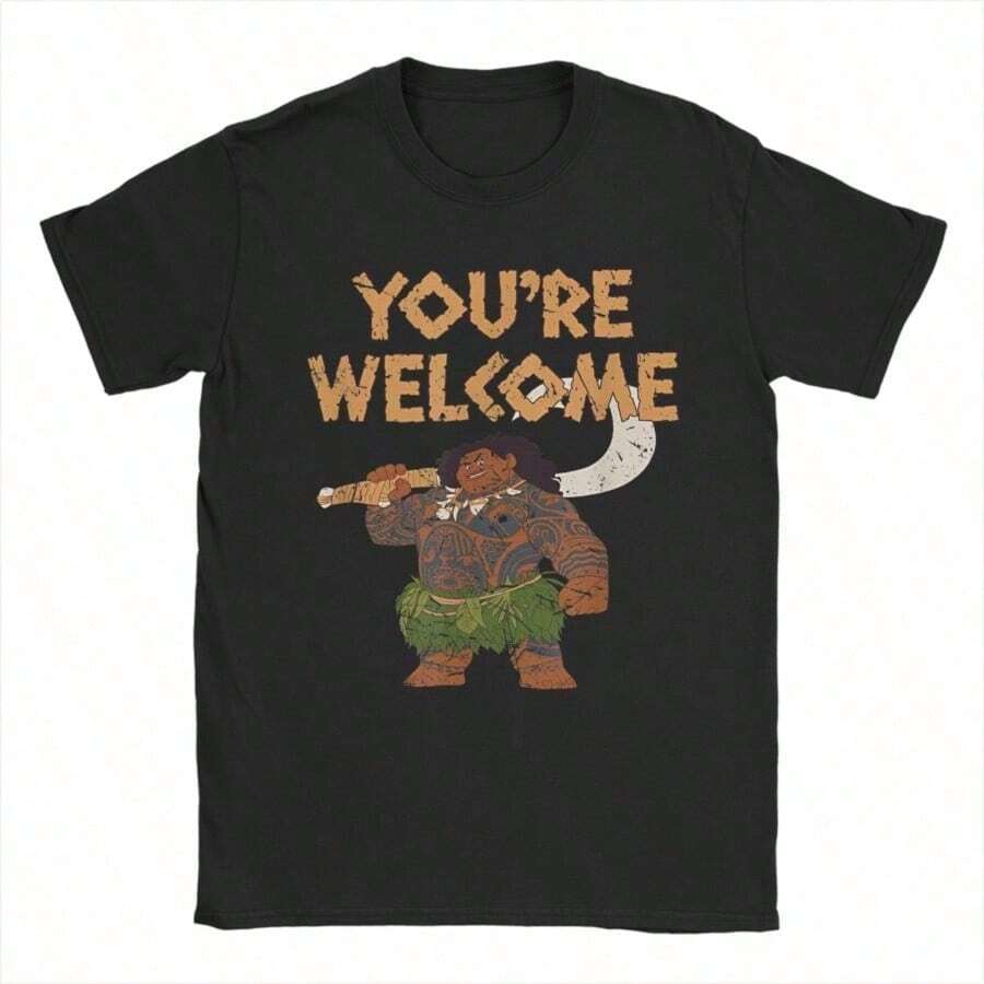 MoanaS Maui Confident Pose You're Welcome Graphic Print T Shirt Men Women  Cotton  Tee Shirt Clothing - 黑色 - 查看 1
