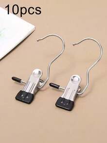 10/30/40pcs Stainless Steel Clothes Clips, Minimalist Stainless Steel Hanging Hooks, Stainless Steel Clips, Back To School Essential, Hooks Drying Clips, Hangers, Indoor, Portable Hanging Clips, Wardrobe Storage Racks, Clothes Rack Decor, Mother's Day Clothing Spring Decor, Holiday Decor - Beige - View 12