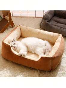 Ultra Soft Plush Cat Bed - Warm Pet Nest With Anti-Slip Base, Luxury Mattress For Cats & Small Dogs, Essential Pet Supplies - Multicolor - View 9