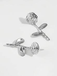 一对时尚玫瑰花耳环，新娘优雅耳环，适合日常佩戴、婚礼、派对、情人节、复活节礼物 - 彩色 - 查看 3