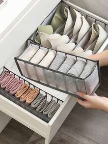 5pcs/3pcs/1pc Underwear Storage Organizer Bags With Drawers And Compartments, Household Wardrobe Storage Bags For Clothes And Socks, Decorated With Mesh Fabric, Suitable For Holiday, Room, Home, Bedroom Decor, Storing Clothes, Pants, Shoes, Jeans, Boots, Skirts - Grey - View 11
