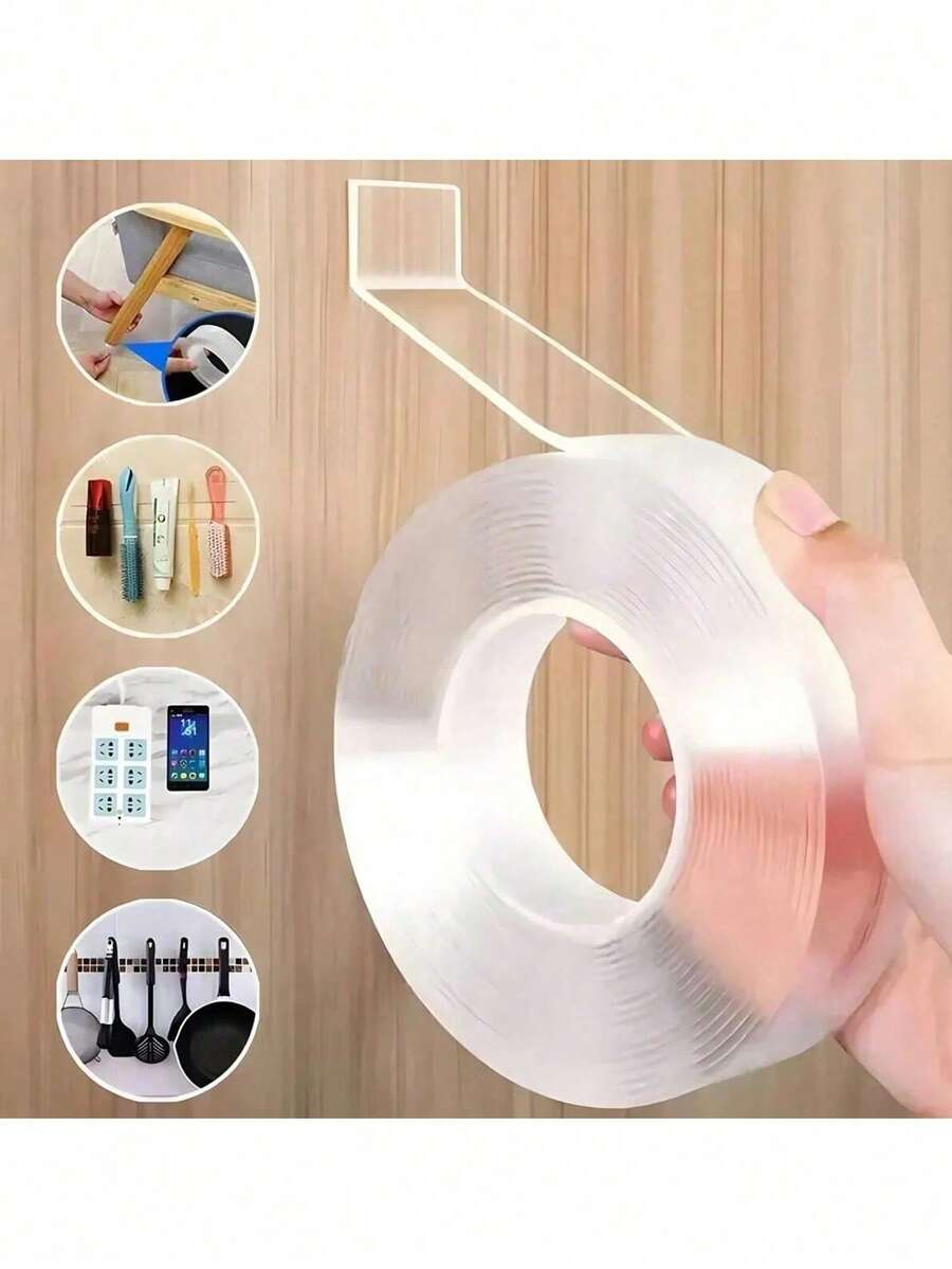 1 pieza Cinta adhesiva transparente de doble cara, cinta adhesiva de burbujas nano, cinta adhesiva de doble cara ultra pegajosa