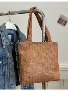 新款草编手提包，可单肩斜挎，可作手拿包或腋下包，也可作背包，适合日常通勤、学生、休闲旅行，轻便时尚，设计优雅别致。 - 彩色 - 查看 10