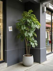 Kmitang 1棵76-140厘米大型人造漆树，仿真南方玉兰，塑料棕榈叶，逼真漆面叶片，适用于家居花园、办公室、阳台装饰 - 綠色 - 查看 2