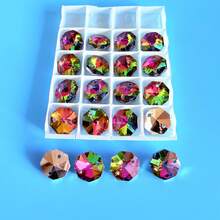 20pcs/Set 14mm Double Hole Glass Beads/Crystal Octagonal Beads, DIY Suncatchers/Crystal Prisms/Crystal Pendant For Chandelier/Christmas Tree Decor/Holiday Decor/Wedding Decor - Multicolor - View 6