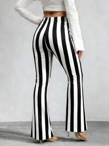 Quần legging nữ kẻ sọc đen trắng, kiểu dáng tối giản thanh lịch, ống loe mềm mại và thoải mái, thích hợp mặc ở nhà, đi bộ ngoài trời, du lịch, mua sắm và mặc thường ngày. - màu đen - Xem 6