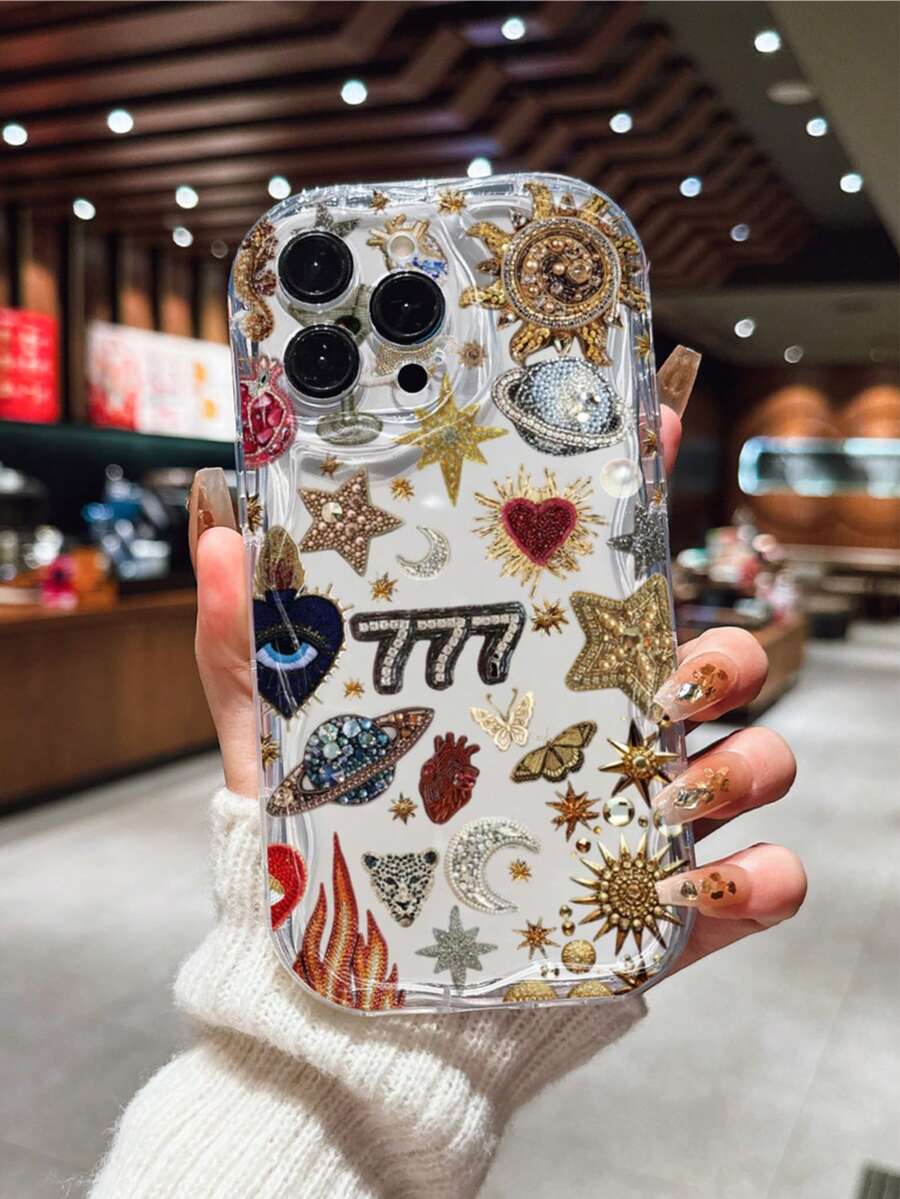 Mysterious Retro & Y2K Baddie Design Shockproof Protective Case Compatible With IPhone 14 Pro Max, 13/12/11/Pro Max, 15 Pro Max, XR/XS Max/XS, Soft 7/8, Wave Edge 16/16 Pro Max, 13 Pro Max, 17, 17 Air, 17 Pro Max, 12 Mini, Fashionable Gift For Women And Men - Multicolor - View 1