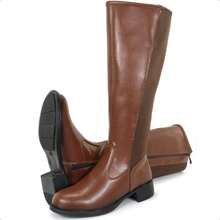Women's High-Top Riding Boot With Side Zipper, Comfortable, Low Heel, Non-Slip, Stylish Winter Fashion - Caqui - Ver 7