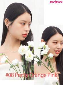 Peripera K-Beauty Ink Airy Velvet 唇釉，高显色度，持久不脱妆，轻盈无感，无麸质，无防腐剂，丝绒哑光唇膏，液体唇膏，柔滑，持久显色，韩妆，韩国彩妆 - #08 Pretty Orange Pink - 查看 4