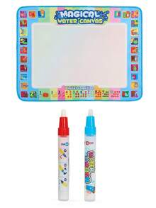 1pc Kids Neon Water Doodle Mat, Toddler Educational Drawing & Writing Toy, Pink/Blue 2 Colors With Magic Pen Large Drawing Pad, Mess-Free Early Learning Toy, Party Favor & Birthday Gift For Boys & Girls - Multicolor - View 4