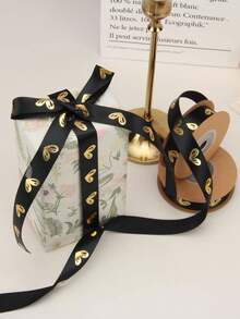 1 Roll Heart Pattern Gift Ribbon, Modern Polyester Ribbon Suitable For Home, Party, School, Valentine's Day - View 1