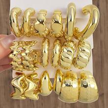 18pcs/Set CCB Material Asymmetrical Earrings For Women, Daily Wear - Gold - View 1