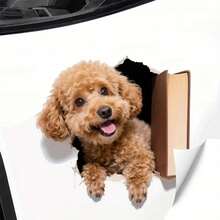 3 piezas Pegatinas de pared con efecto de perro asomándose a través de la pared, resistentes al agua, adecuadas para puerta de garaje, carrocería de automóvil, decoración del hogar, PVC autoadhesivo - A - Ver 1