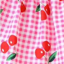 Kitten And Puppy, Classic Blue Plaid With Cherry Print Hooded Dog Dress Set - Pink - View 5