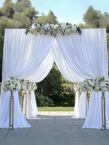 1pc/2pcs White Wedding Backdrop Curtain, White Milk Silk Backdrop Curtain, White Polyester Photography Background For Wedding Party Ceremony Stage Decor, Bridal Party, Anniversary Party Stage Decor, Shower Birthday Party Home Room Photo Backdrop Decor White Satin Party Curtain Background Decoration,Christmas New Year Photograph Props - White - 查看 7