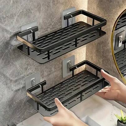 Wall-Mounted Shower Caddy - Large Capacity Shower Storage Rack, No-Drill Installation Bathroom Decor. Suitable For Bathroom Vanity And Kitchen Storage, Space-Saving And Easy To Install. Double-Layer Storage Boxes For Holding Toiletries, Cosmetics And Miscellaneous, Bathroom Essentials.
