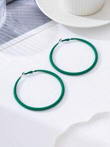 Retro Fashion Sprayed Green Hoop Earrings, Versatile Jewelry Design Gift For Women - Green - View 3