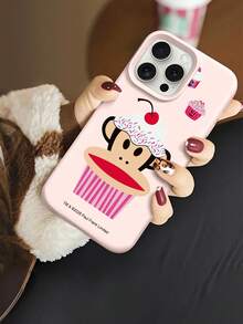 Ốp lưng điện thoại silicon lỏng chính hãng Paul Frank, chống sốc toàn thân, có nắp bảo vệ camera, họa tiết khỉ hoạt hình và chữ cái trên bánh kem, thiết kế mới cho iPhone 13/14/15/16/17 Pro Max - Nhiều màu - Xem 4