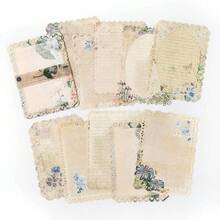 10pcs/Pack Vintage Hollow Lace Borders, Scrapbooking Supplies, Aged Yellow Material Paper, Floral, Lunar Phase, Butterfly, Light Retro, Diary, Journal Decoration, DIY Background, Stationery, Office Supplies - Rectangle - View 13