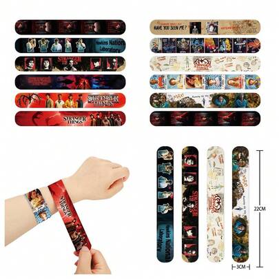 12pcs "Clap" Themed Slap Bracelets, Random Delivery, Halloween Party Decorations