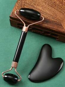 2Pcs Set Facial Beauty Massage Set, ABS Resin Material Double Head Roller Massage, Triangle Scraping Board, Soft Silicone Ice Mold, Body Gua Sha Massage Tools Set - View 18