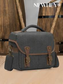 Túi đựng máy ảnh SLR DSLR bằng vải canvas, túi đeo chéo máy ảnh nhỏ gọn, túi đeo vai có áo mưa dành cho nam và nữ. - màu đen - Xem 10