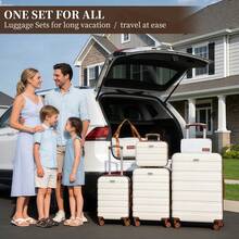 YSTYLE Luggage Sets 5 Piece,Expandable Hardshell Suitcase Set, Travel Suitcases With Durable Spinner Wheels And TSA Lock - White Brown - View 2