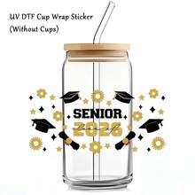 1pc Senior 2026 UV DTF Transfer Sticker, Class Of 2026 Graduation Theme Cup Wrap Decal For Water Bottles, Glass Cup, Laptops & Home Decor, Graduation Season Transfer Sticker - Multicolor - View 2