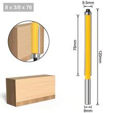 1/4" Shank 8mm Long Blade Flush Fit Router Bit With Bearing For Wood Template Pattern Bit T6TT Tungsten Carbide Router Bit - 8x9.5x76 - 查看 1