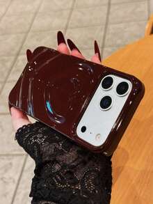 1pc Electroplated 3D Heart Textured Phone Case Compatible With IPhone 17/17Pro/17Promax/16/16Pro/16Promax/15/15Pro/15Promax/14/14Pro/14Promax/13/12/11 - Red - View 3