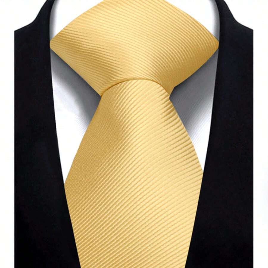 1pc Men's Yellow Fashionable Dense Business Banquet Tie - Yellow - View 1