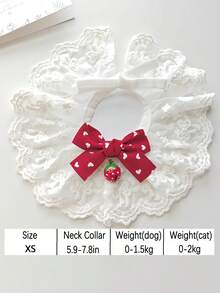 Elegant Lace Cat Collar With Cute Bow And Strawberry Bell, Princess & Lady Style Bell Collar, Suitable For Daily, Party, Birthday And Other Important Occasions, Pet Accessory - Multicolor - View 13