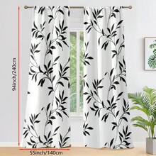 2 tấm rèm cửa tối giản màu đen in họa tiết lá và dây leo, họa tiết cành cây tinh tế trên nền trắng, thiết kế hiện đại vượt thời gian, chất liệu 100% polyester, kiểu treo thanh, không có lớp lót, phù hợp trang trí phòng ngủ và phòng khách. - Đen và trắng - Xem 16
