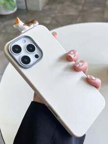 1pc Cute 3D Corgi Dog Leather Texture Phone Case | Kawaii Puppy Decor Cover, Shockproof, Anti-Slip & Scratch-Resistant | Exclusive Compatible With Iphone 17 Pro Max | Compatible With IPhone 17/16/15/14/13/12/11 Series, S20-S25 Series, Note 14/13/12 Series & A56 5G | Perfect Valentine's Day / New Year Gift - White - View 3