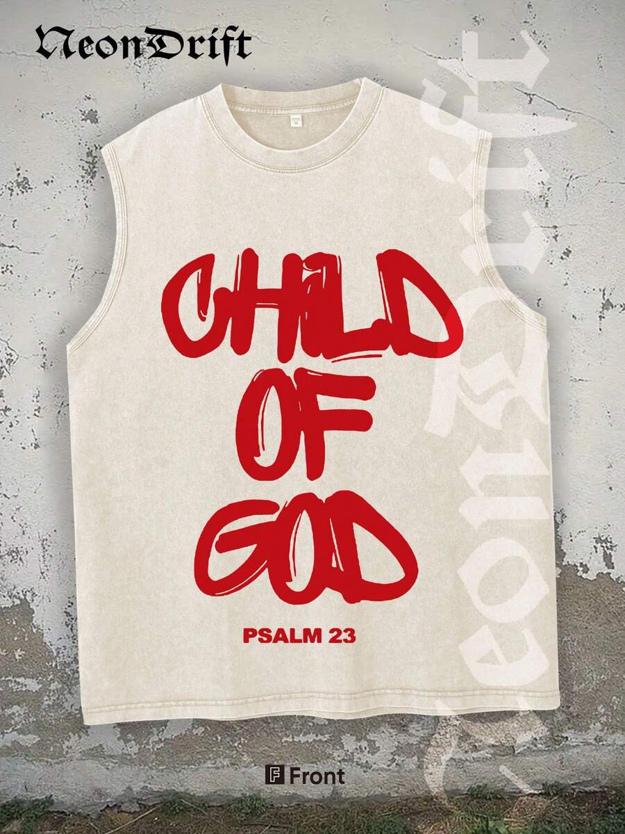 NeonDrift Men's Tank Top 100% Cotton Heavyweight Vintage Washed Sleeveless T-Shirt. Soft And Skin‑Friendly, Streetwear Style. Motorcycle Speed Shop Sleeveless Tee With Men's Retro Graphic Design, Classic Americana Street Fashion, Biker Culture Casual Wear, Ideal Gift For Motorcycle Enthusiasts. - 杏色 - 查看 1