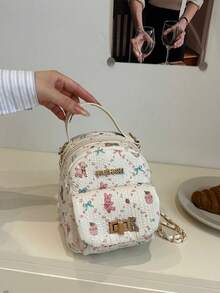 New Classic All-Match Cartoon Rabbit Fashion Cute Versatile Large Capacity Minimalist Portable Travel Backpack Suitable For Any Occasion - White - View 4