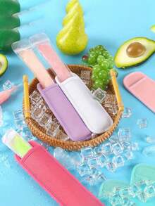 1 cái/3 cái Vỏ bọc kem que tái sử dụng, có thể giặt được, giữ nhiệt, thích hợp cho kem que, kem tươi, sữa chua dạng ống, rất cần thiết cho mùa hè để tránh bị nhỏ giọt. - Nhiều màu - Xem 2