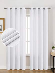 1pc/2pcs Light Filtering Curtains/Top Tie Solid Curtains/Light Balancing Filtering Sunlight Curtains, Multiple Sizes & Colors Available, Faux Linen Texture Suitable For Living Room, Bedroom, Kitchen, Home, Farmhouse, Rustic Decor, Beige Curtains - Beige - View 7
