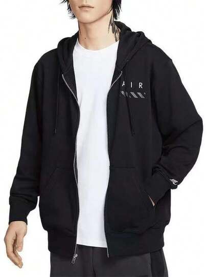  Áo khoác/áo nỉ có khóa kéo Nike Sportswear FW25 màu đen, kiểu dáng thường ngày, đa năng, mềm mại và thoải mái dành cho nam giới.